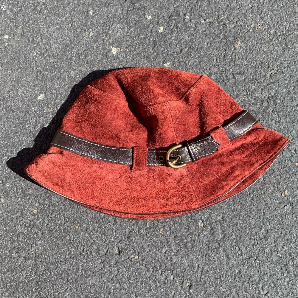 90s Coach Burgundy Suede Bucket Hat
